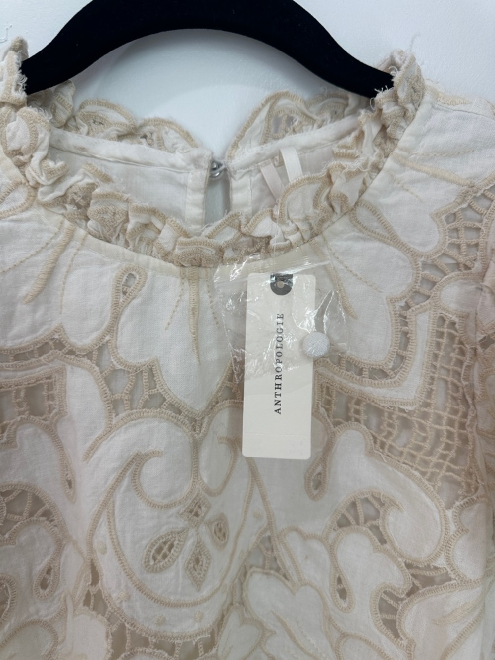 NWT Anthropologie Lainie High-Neck Lace Cutwork Blouse - Picture 5 of 5